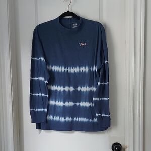 PINK Victoria's Secret Blue and White Long Sleeve Tee